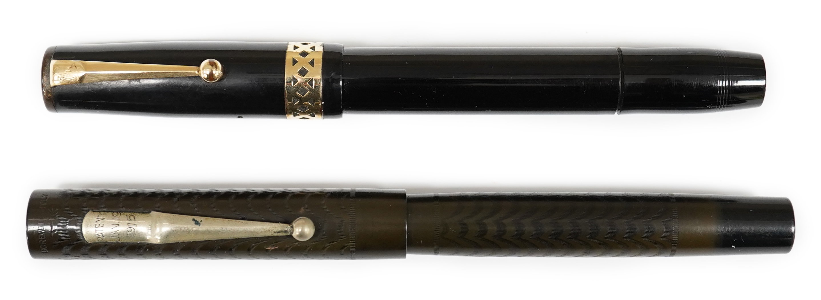 A Swan black Visofil fountain pen along with unusual Swan Eyedropper pen